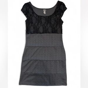 Vanity Dress - Black and Grey with Lace Overlay